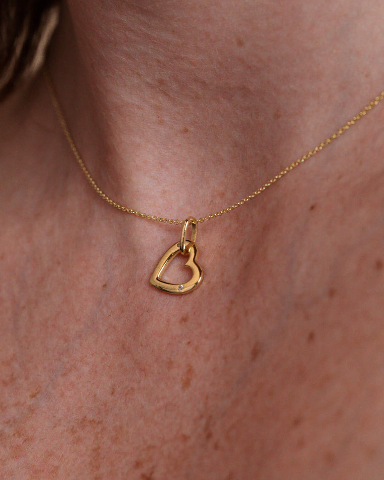 Open Heart Necklace with Zircon