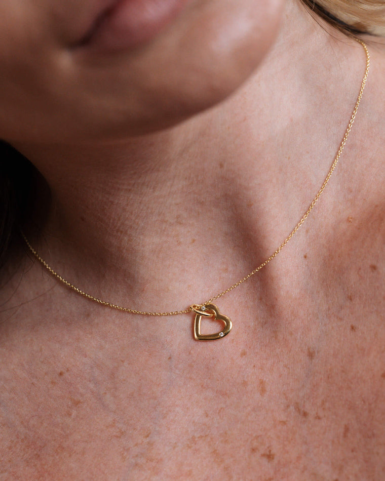Open Heart Necklace with Zircon