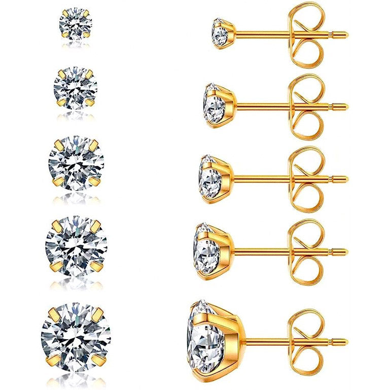 Boucles d'oreilles à tige Solitaire x5