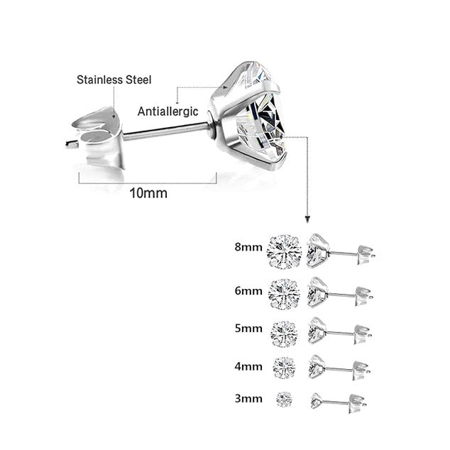 Boucles d'oreilles à tige Solitaire x5
