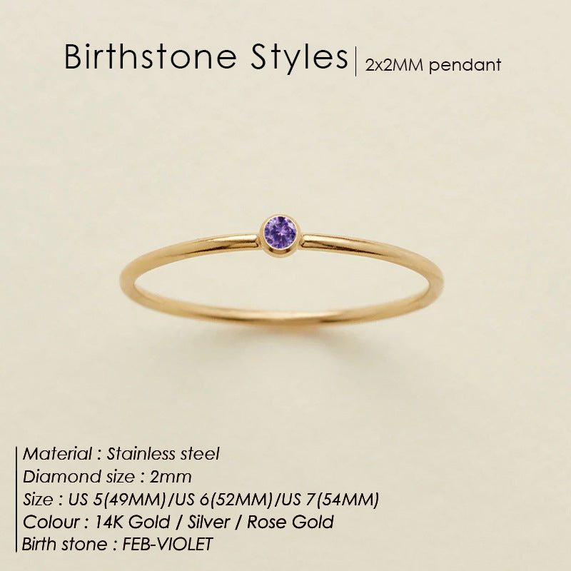 Mini bague avec pierre de naissance (lot)