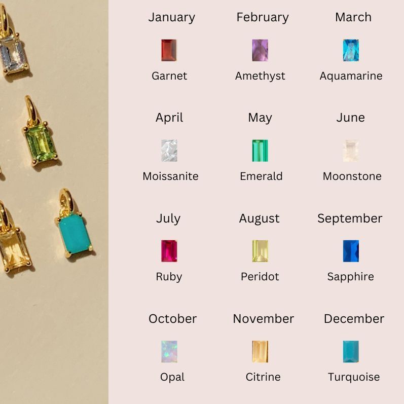 Collier avec pierres de naissance multicolores (lot)