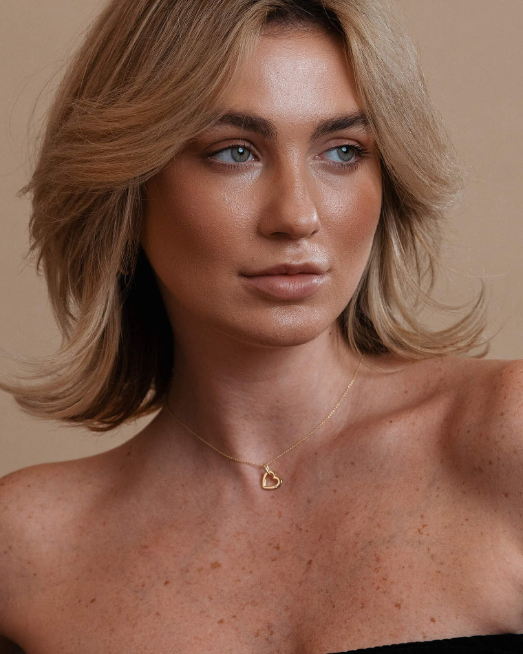 Open Heart Necklace with Zircon