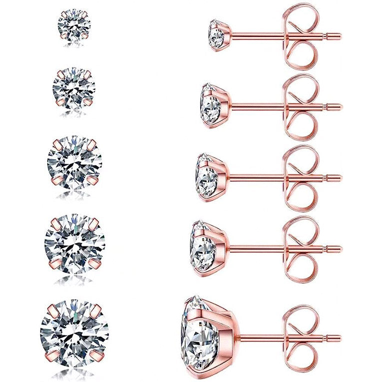 Boucles d'oreilles à tige Solitaire x5