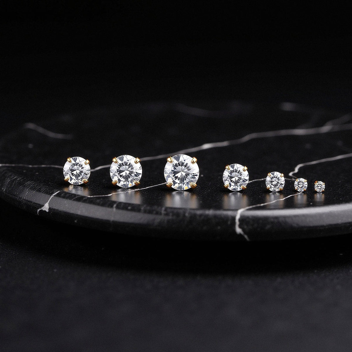Boucles d'oreilles à tige Solitaire x5