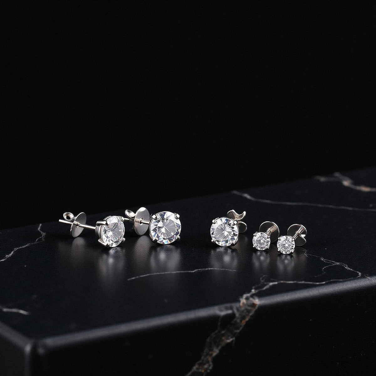 Boucles d'oreilles à tige Solitaire x5